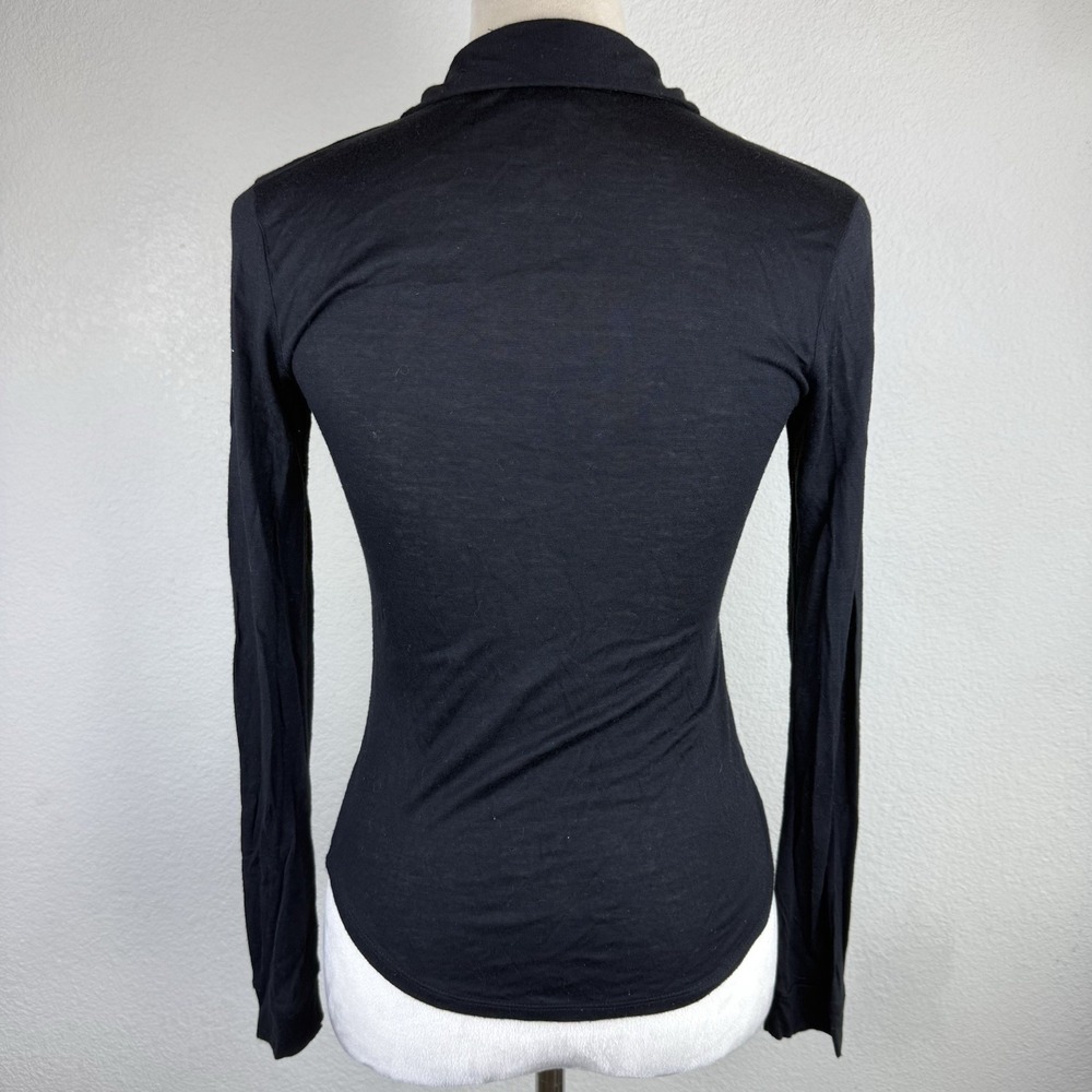 Y2K Wet Seal Semi Lace Long Sleeve Button Down Top Collared Blk/White Trendy XS - Picture 4 of 5